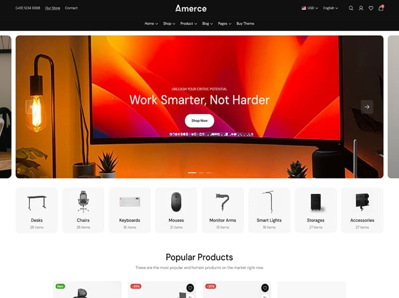 Home Office Equipment storefront preset